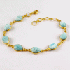Natural Larimar Brass Bracelet C - BZB999 18K Gold Plated Pear Shape 7x9mm Bezel Setting Brass Bracelet